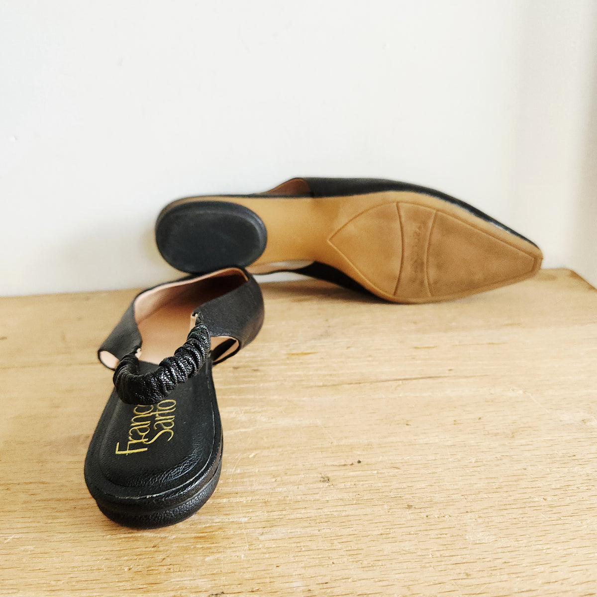 Franco Sarto Black Leather Slingbacks - size 8M