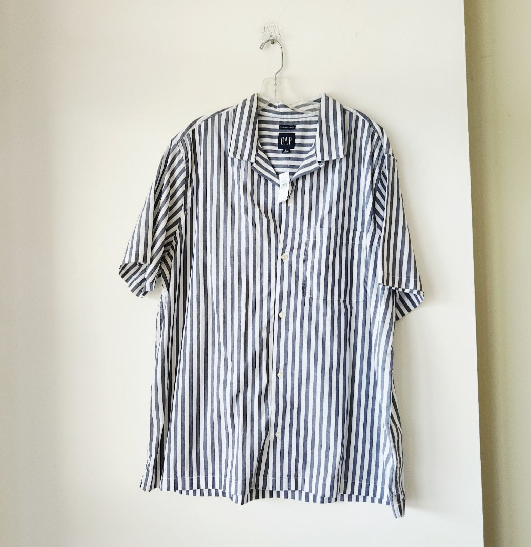 GAP Navy Striped Button Up Shirt - XL - New