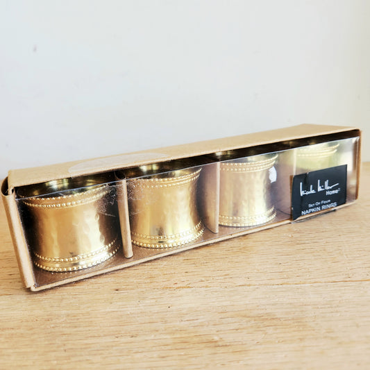 Nicole Miller Set of 4 Napkin Rings Gold NEW